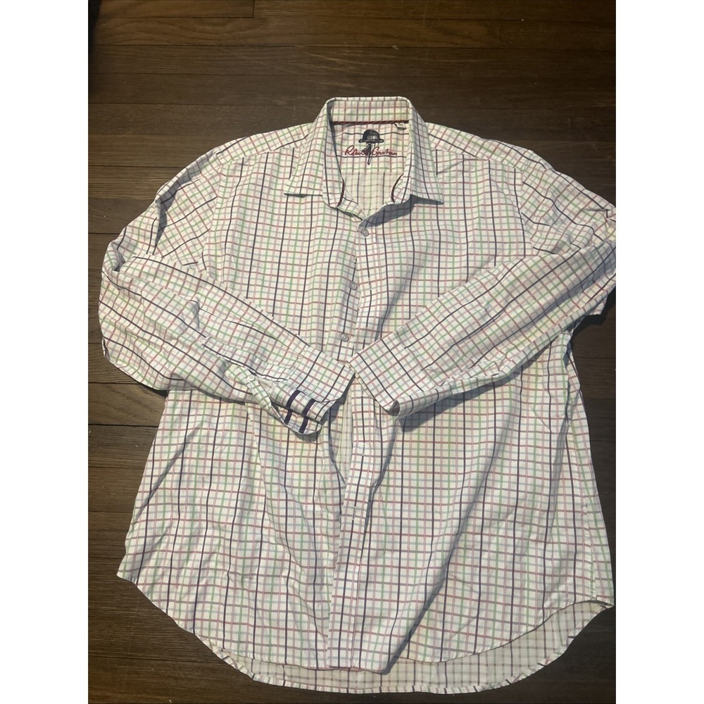 Robert Graham Button Down Shirt Collared Cotton Striped 2XL Multicolored Flip